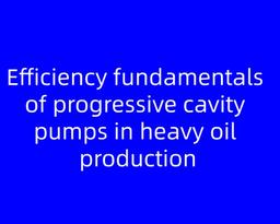 Efficiency fundamentals of progressive cavity pumps in heavy oil production
