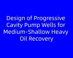 Design of Progressive Cavity Pump Wells for Medium-Shallow Heavy Oil Recovery